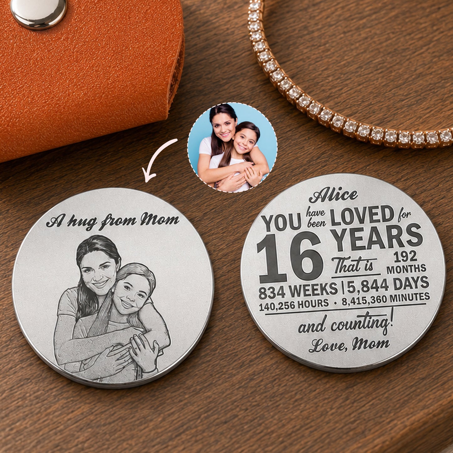 Custom Photo Sketch Line Art Birthday Gift For Son Daughter - Personalized Pocket Hug 1
