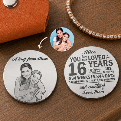 Custom Photo Sketch Line Art Birthday Gift For Son Daughter - Personalized Pocket Hug