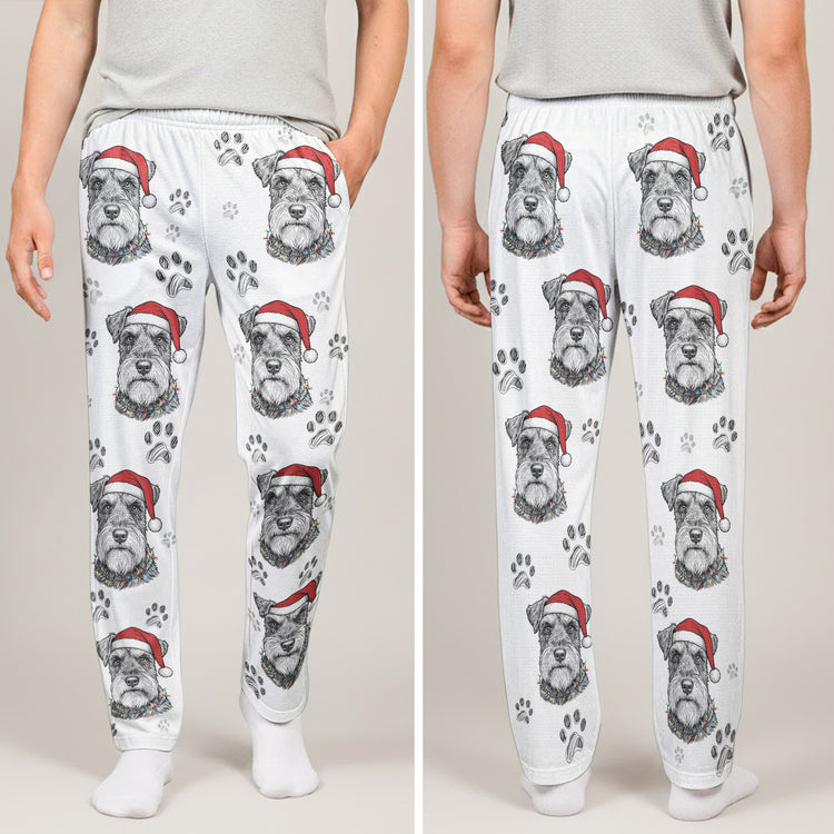 Custom Photo Sketch Line Art Christmas Clothing - Personalized Lounge Pants 3
