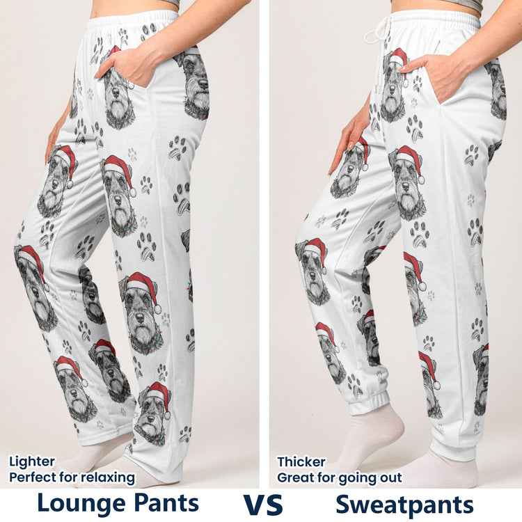 Custom Photo Sketch Line Art Christmas Clothing - Personalized Lounge Pants 4