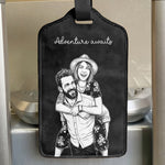 Custom Photo Sketch Line Art Suitcase Tag - Personalized Luggage Tag 3