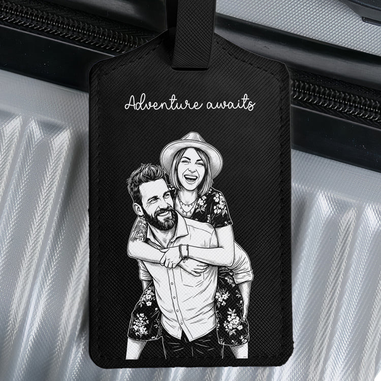 Custom Photo Sketch Line Art Suitcase Tag - Personalized Luggage Tag 4