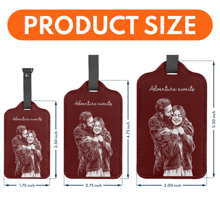 Custom Photo Sketch Line Art Suitcase Tag - Personalized Luggage Tag 5