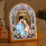 Custom Photo Stained Glass Style Anniversary Gift - Personalized Night Light 1