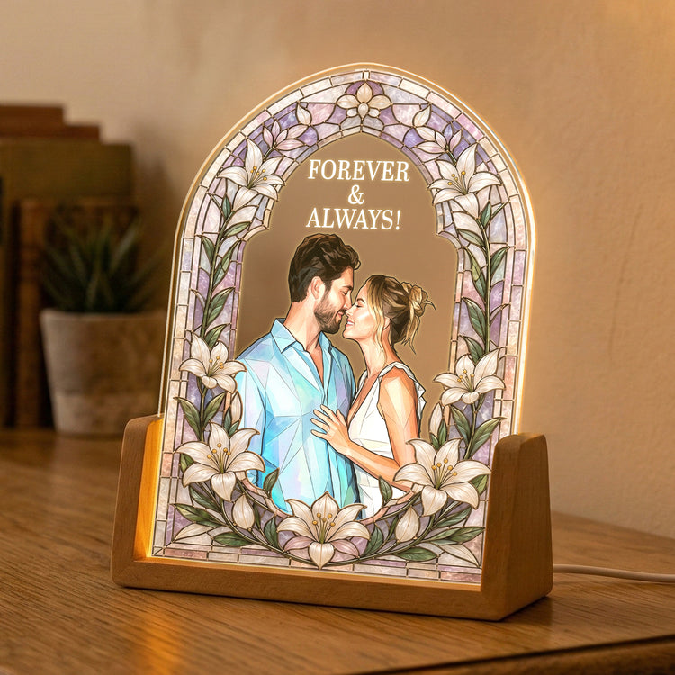 Custom Photo Stained Glass Style Anniversary Gift - Personalized Night Light 4