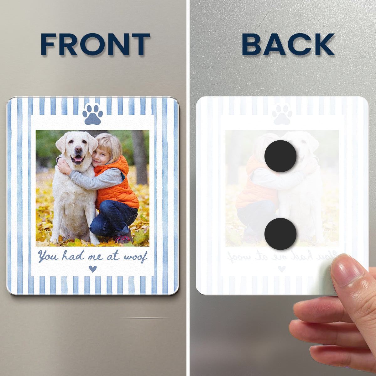 Custom Photo Striped Pattern Gift For Pet Owners - Personalized Magnet 4