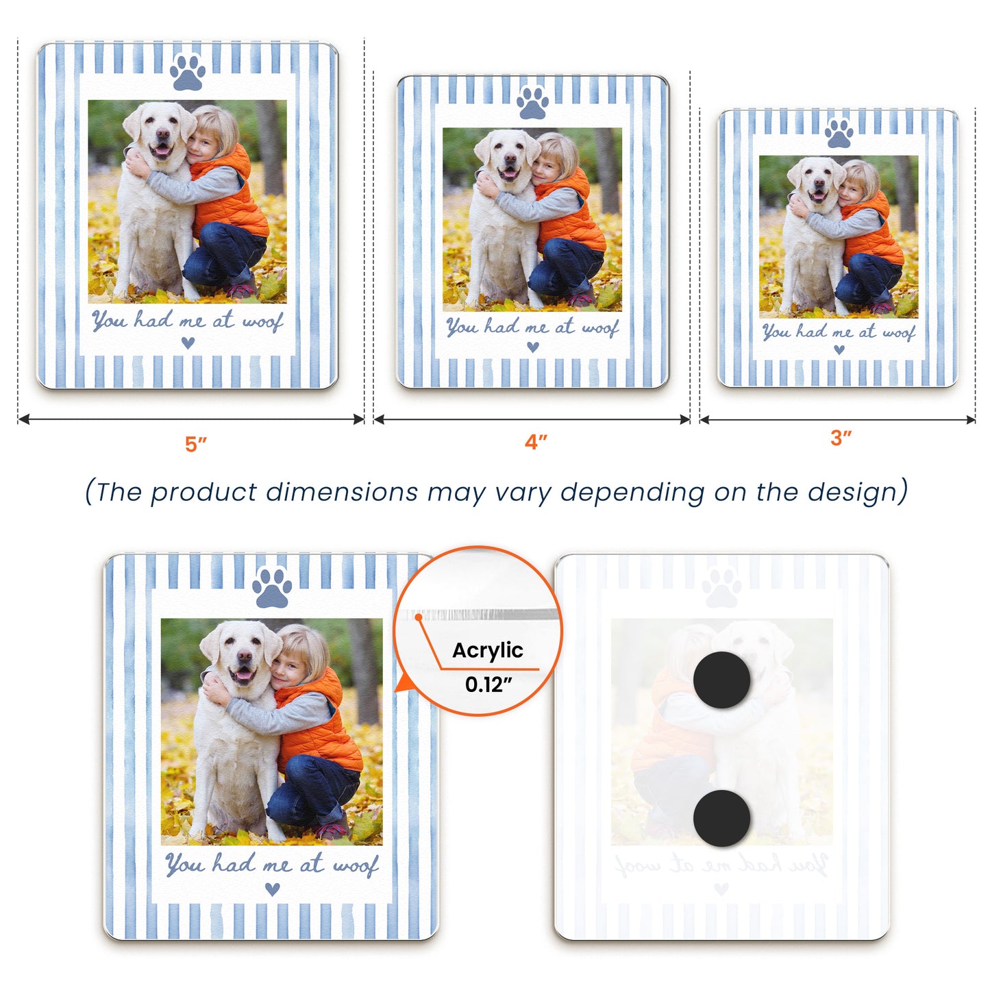 Custom Photo Striped Pattern Gift For Pet Owners - Personalized Magnet 5