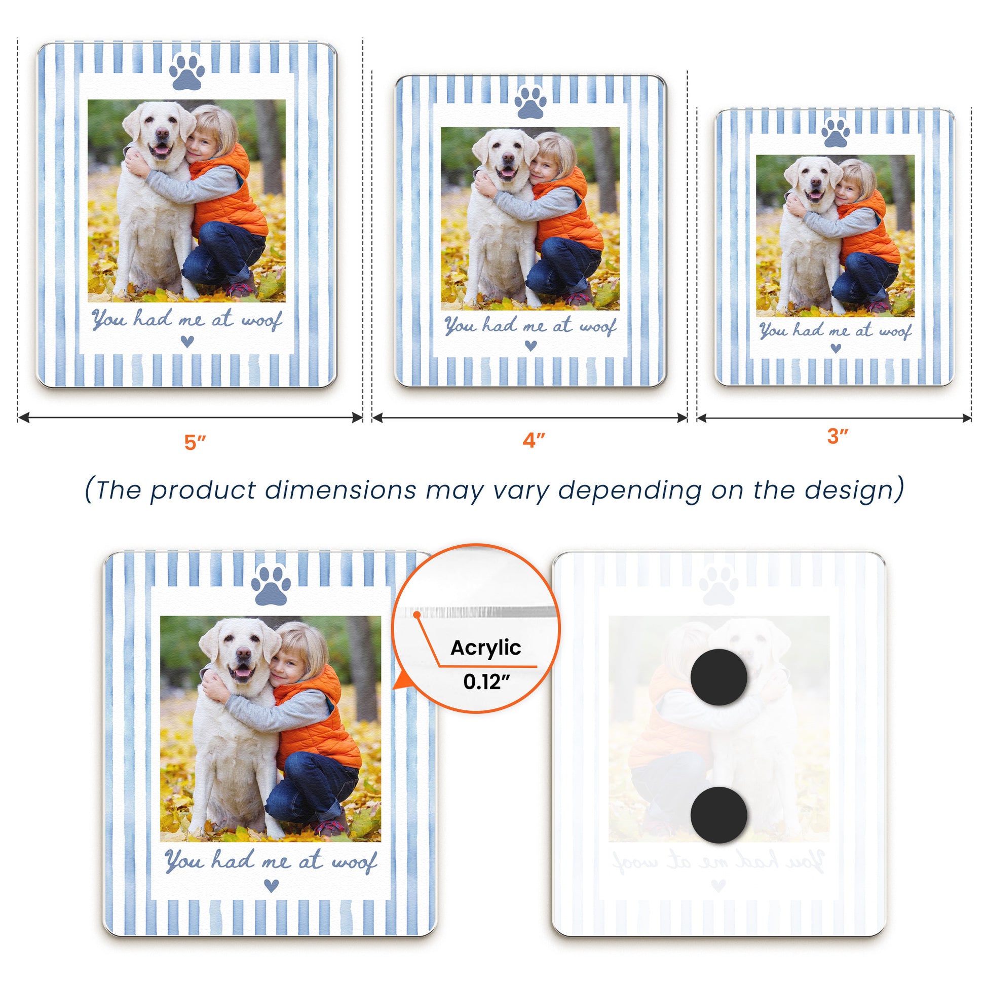Custom Photo Striped Pattern Gift For Pet Owners - Personalized Magnet 5