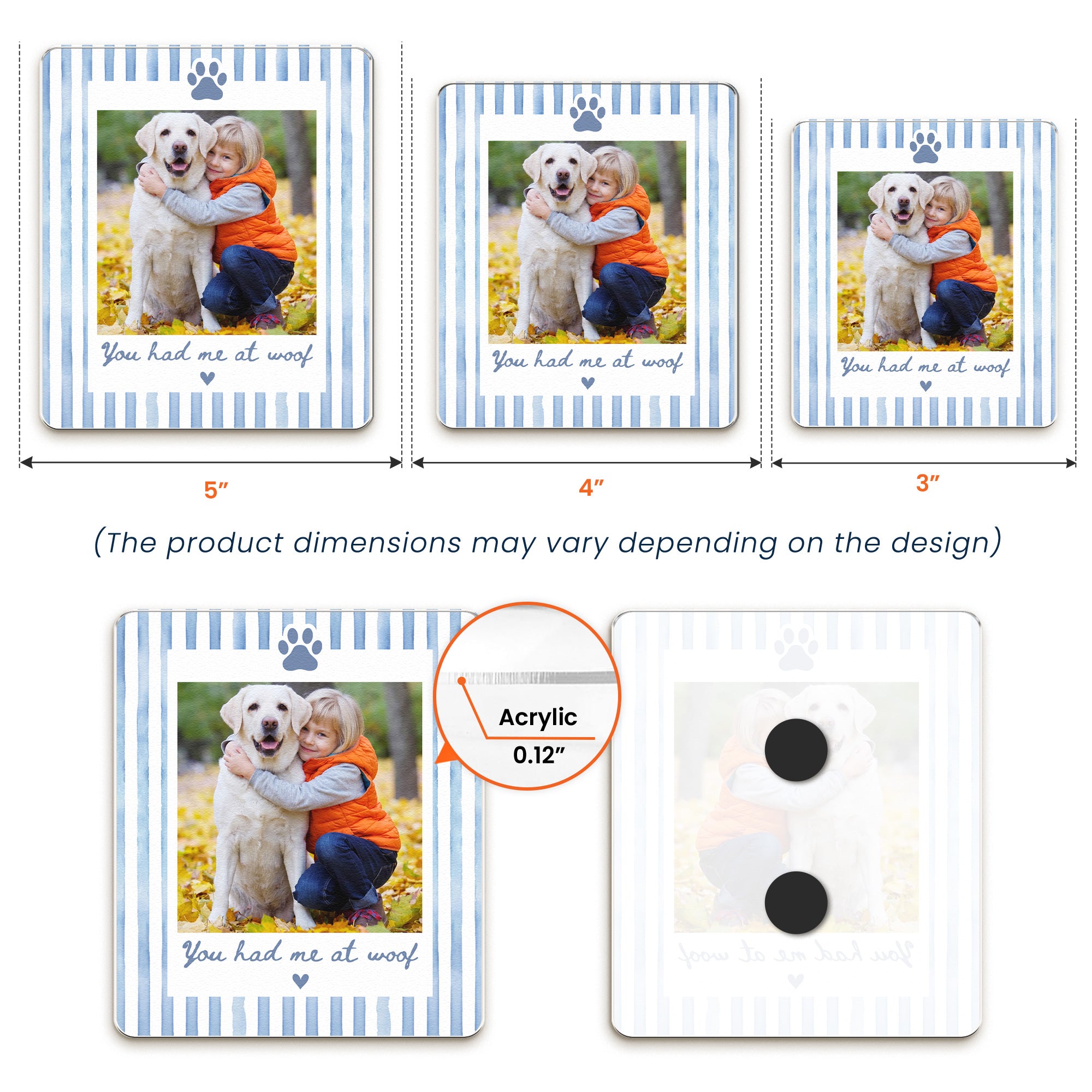 Custom Photo Striped Pattern Gift For Pet Owners - Personalized Magnet 5