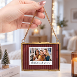 Custom Photo Toile De Jouy Floral Stripe Pattern Friendship Gifts - Personalized Ornament 5