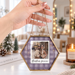Custom Photo Toile De Jouy Floral Stripe Pattern Friendship Gifts - Personalized Ornament 6