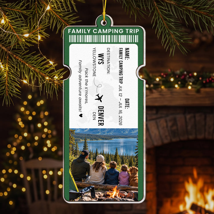 Custom Photo Travel Ticket Adventure Vacation Keepsake For Family, Friends, Couple - Personalized Ornament 3