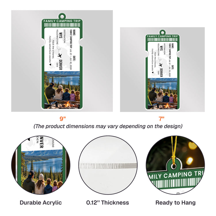 Custom Photo Travel Ticket Adventure Vacation Keepsake For Family, Friends, Couple - Personalized Ornament 5