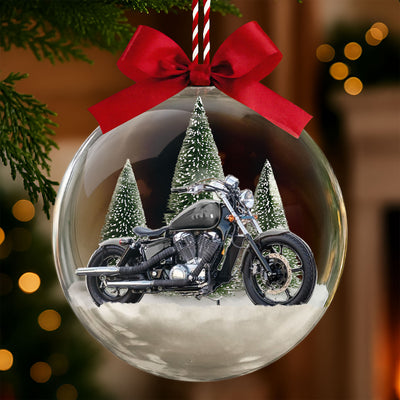 Custom Photo Vehicle Ornament, Vintage Car Motorcycle Lover Snow Ball Bauble, Christmas Gift For Biker - Personalized Ornament
