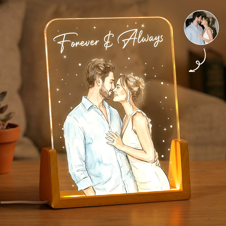 Custom Photo Watercolor Anniversary Gifts For Her - Personalized Night Light 1