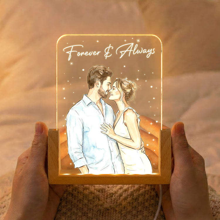 Custom Photo Watercolor Anniversary Gifts For Her - Personalized Night Light 2