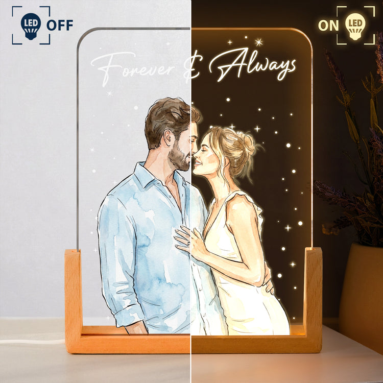 Custom Photo Watercolor Anniversary Gifts For Her - Personalized Night Light 3