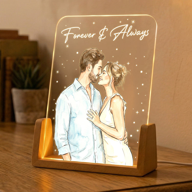 Custom Photo Watercolor Anniversary Gifts For Her - Personalized Night Light 4