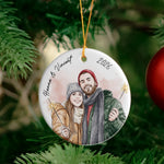 Custom Photo Watercolor Art Anniversary Christmas Gifts For Couple - Personalized Ornament 5