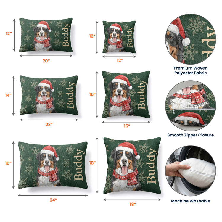 Custom Photo Watercolor Art Christmas Decor - Personalized Pillow Cover 3