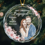Custom Photo Watercolor Art First Christmas As Mr & Mrs Couple Gifts - Personalized Ornament 5