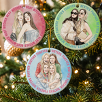 Custom Photo Watercolor Art Friendship Gifts For Her, BFF, Soul Sisters New Version - Personalized Ornament 1