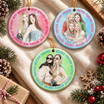 Custom Photo Watercolor Art Friendship Gifts For Her, BFF, Soul Sisters New Version - Personalized Ornament 2
