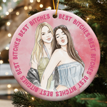 Custom Photo Watercolor Art Friendship Gifts For Her, BFF, Soul Sisters New Version - Personalized Ornament 3