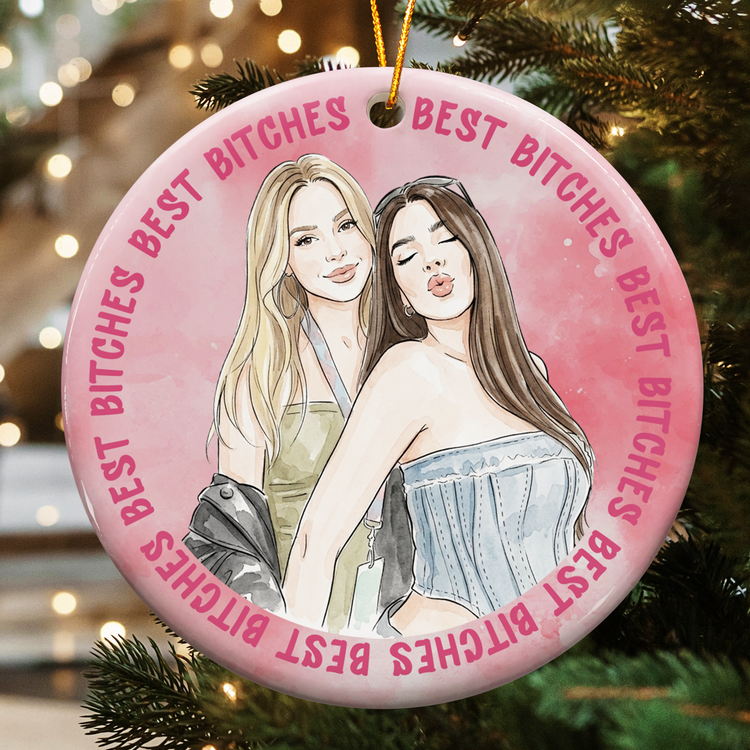 Custom Photo Watercolor Art Friendship Gifts For Her, BFF, Soul Sisters New Version - Personalized Ornament 3