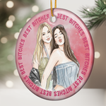 Custom Photo Watercolor Art Friendship Gifts For Her, BFF, Soul Sisters New Version - Personalized Ornament 4