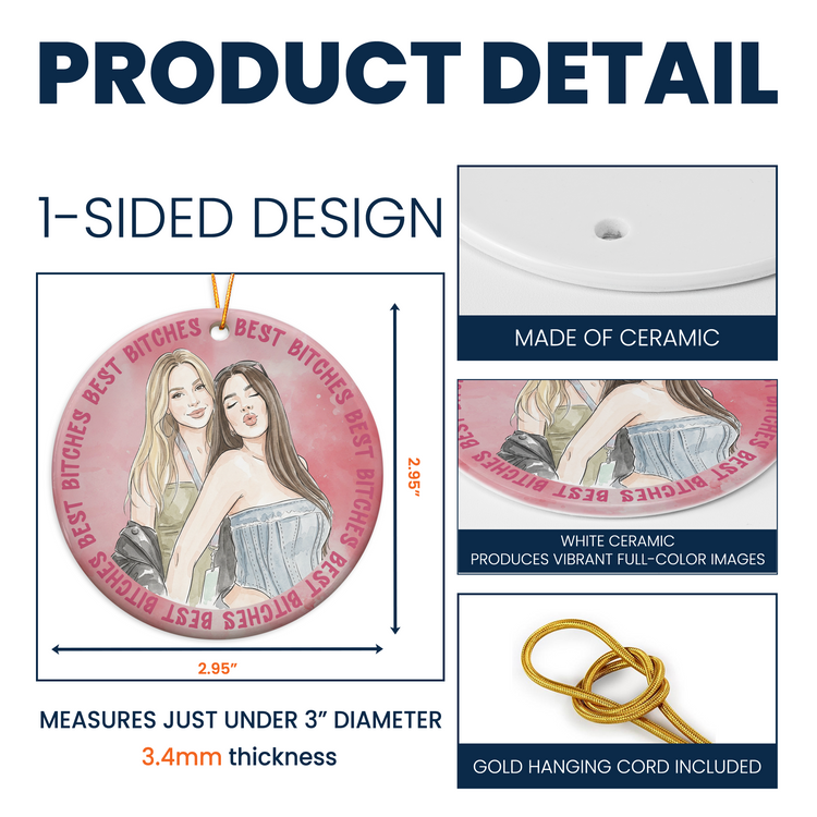 Custom Photo Watercolor Art Friendship Gifts For Her, BFF, Soul Sisters New Version - Personalized Ornament 7