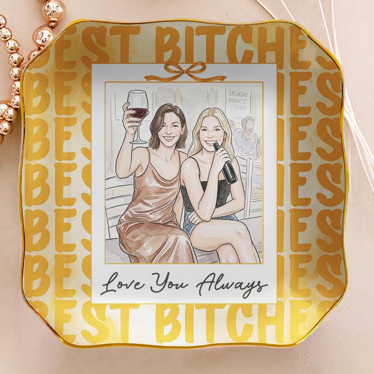 Custom Photo Watercolor Art Polaroid Frame Friendship Gifts For Her - Personalized Jewelry Dish 4
