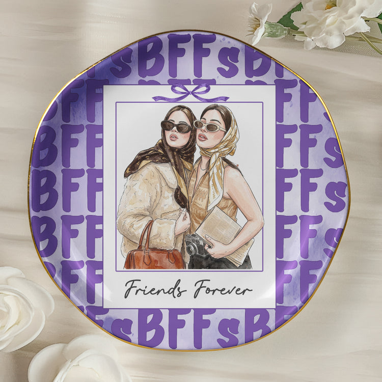 Custom Photo Watercolor Art Polaroid Frame Friendship Gifts For Her - Personalized Jewelry Dish 5