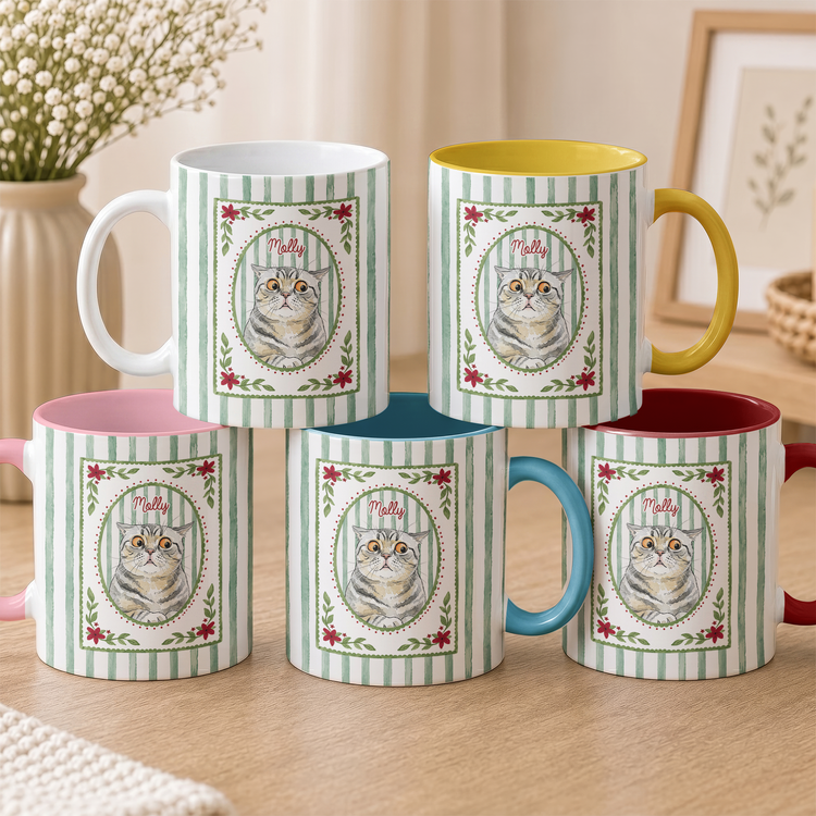Custom Photo Watercolor Christmas Vibe Gifts For Pet Lovers - Personalized Mug 2