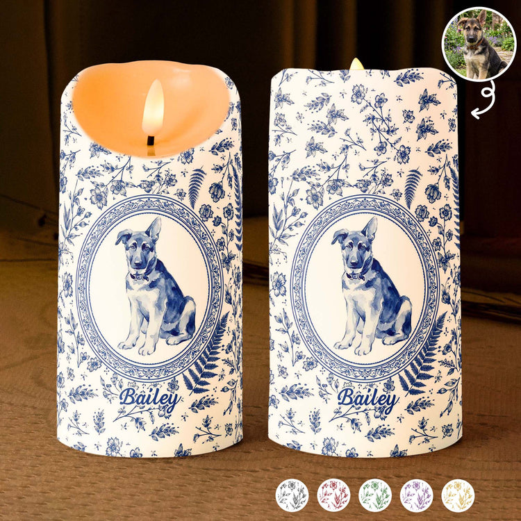 Custom Photo Watercolor Dog Cat Pet Portrait Toile Remembrance - Personalized Candles 1