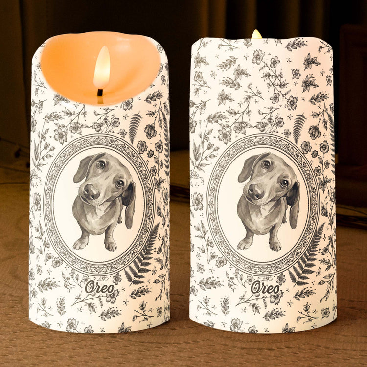 Custom Photo Watercolor Dog Cat Pet Portrait Toile Remembrance - Personalized Candles 4
