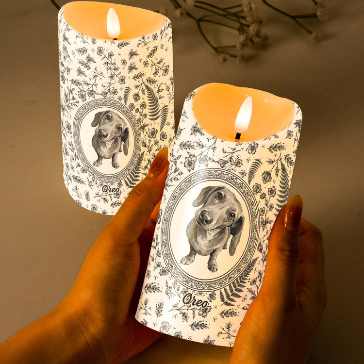 Custom Photo Watercolor Dog Cat Pet Portrait Toile Remembrance - Personalized Candles 6