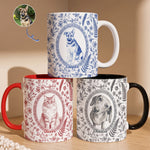 Custom Photo Watercolor Dog Cat Pet Portrait Toile Remembrance - Personalized Mug 1
