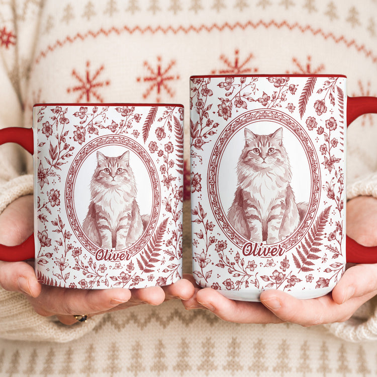 Custom Photo Watercolor Dog Cat Pet Portrait Toile Remembrance - Personalized Mug 4