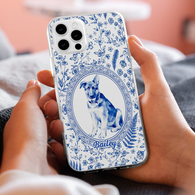 Custom Photo Watercolor Dog Cat Pet Portrait Toile Remembrance - Personalized Phone Case 3