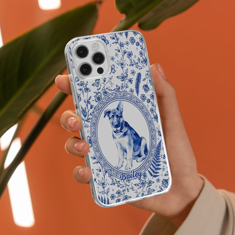 Custom Photo Watercolor Dog Cat Pet Portrait Toile Remembrance - Personalized Phone Case 4