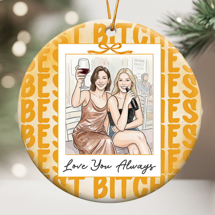 Custom Photo Watercolor Polaroid Frame Friendship Gifts For Her - Personalized Ornament 4