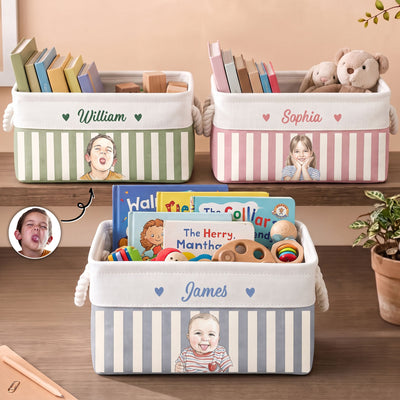 Custom Photo Watercolor Style - Personalized Storage Basket