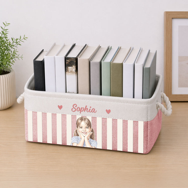 Custom Photo Watercolor Style - Personalized Storage Basket 2