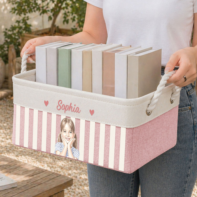 Custom Photo Watercolor Style - Personalized Storage Basket 3