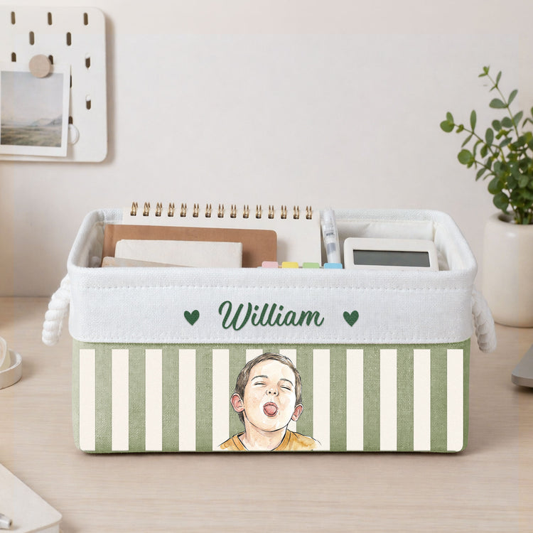 Custom Photo Watercolor Style - Personalized Storage Basket 4