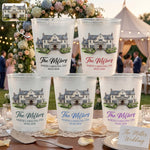 Custom Photo Wedding Venue Watercolor Drawing Wedding Favors - Personalized Cups 1
