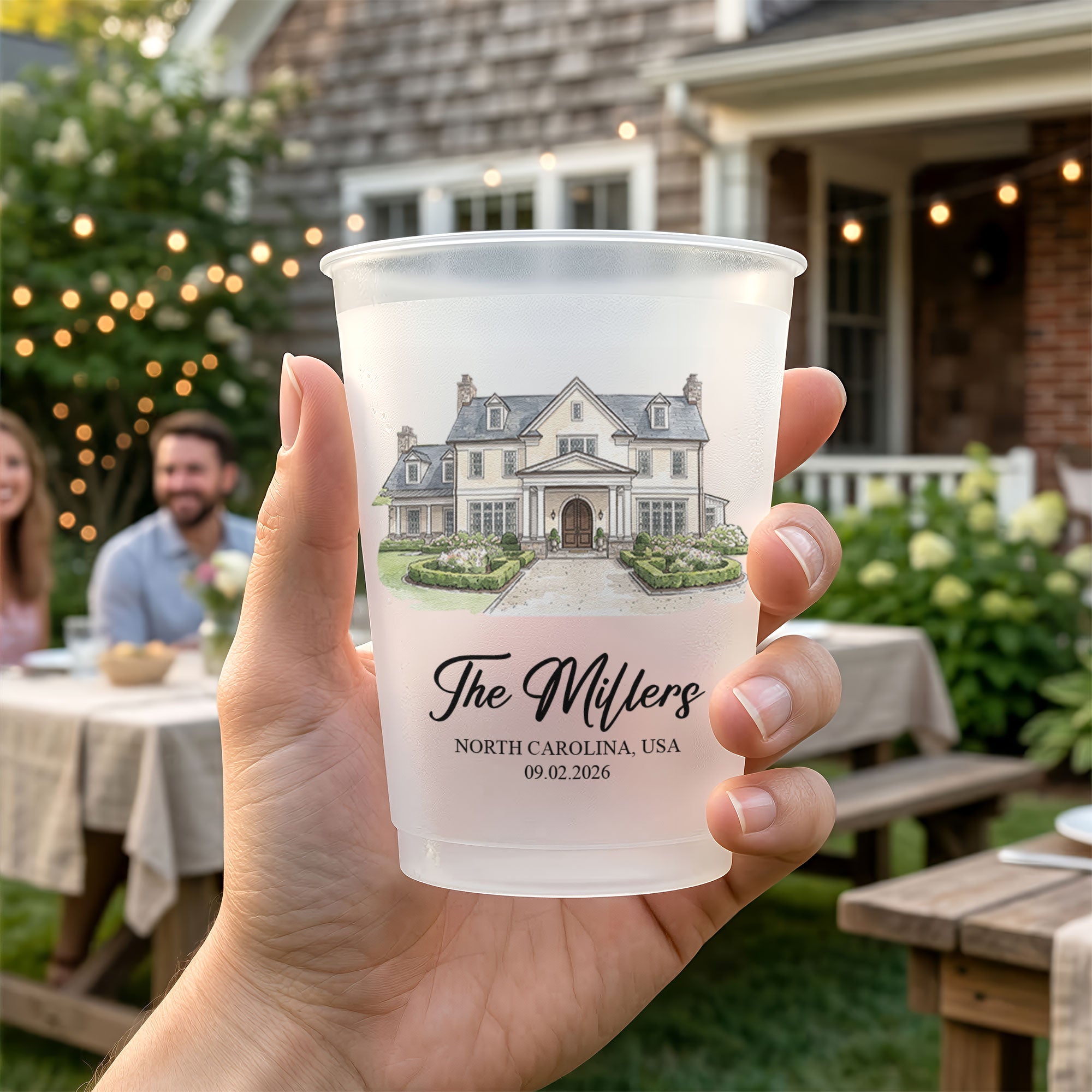 Custom Photo Wedding Venue Watercolor Drawing Wedding Favors - Personalized Cups 3