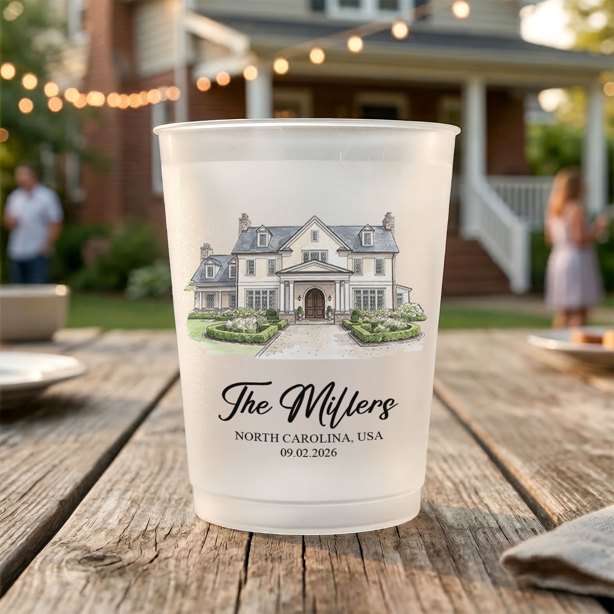 Custom Photo Wedding Venue Watercolor Drawing Wedding Favors - Personalized Cups 4