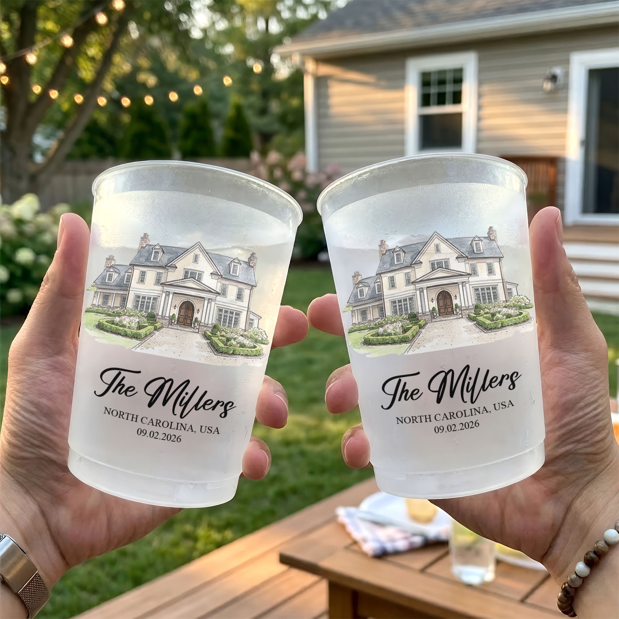 Custom Photo Wedding Venue Watercolor Drawing Wedding Favors - Personalized Cups 5